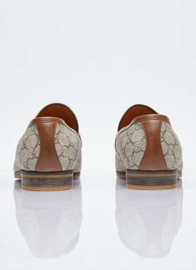 Shop Gucci Men Horsebit Web Loafers In Cream