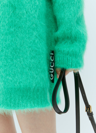 Shop Gucci Women Brushed Mohair Jumper Dress In Green