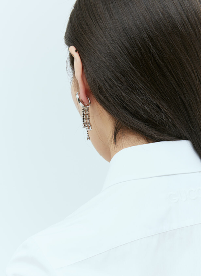 Shop Gucci Women Interlocking G Crystal Single Earring In Silver