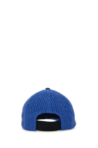 Shop Marni Man Blue Raffia Baseball Cap