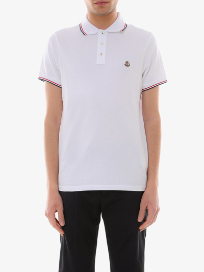Shop Moncler Man Polo Shirt Man White Polo Shirts