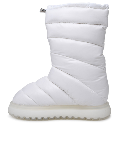 Shop Moncler Woman  'gaia Pocket' Mid Boots In White Laqué Nylon