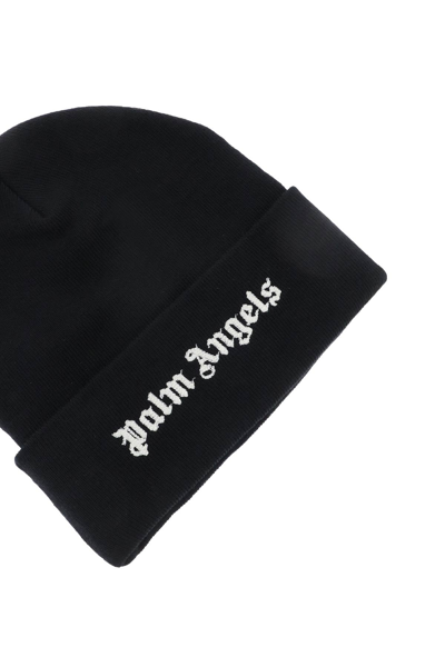 Shop Palm Angels Embroidered Logo Beanie Hat Women In Black
