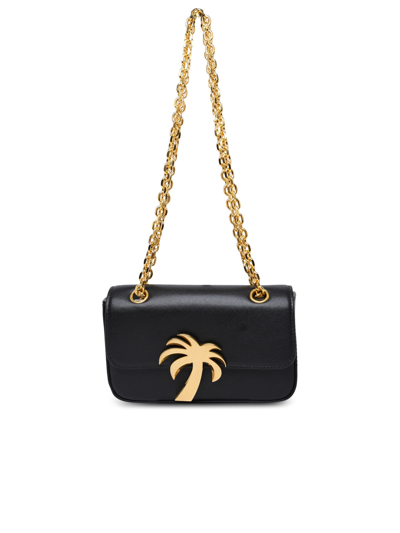 Shop Palm Angels Woman  Black Leather 'palm Bridge' Bag