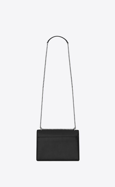 Shop Saint Laurent Women Medium Sunset Leather Shoulder Bag In Black