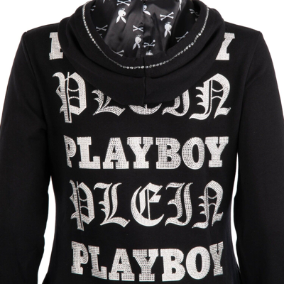 Pre-owned Philipp Plein X Playboy Lippen Hoodie Sweatshirt Kristalle Logo Schwarz 08479