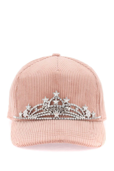 Shop Dsquared2 Baseball Cap With Built-in Tiara In Pink