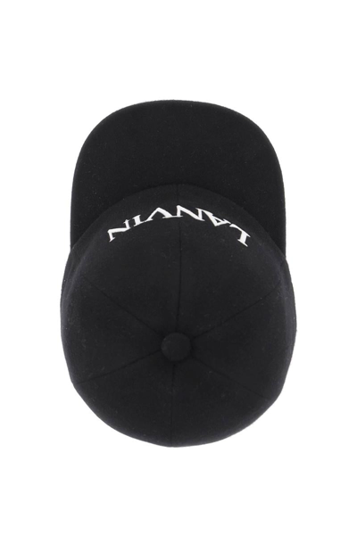 Shop Lanvin Wool Cashmere Baseball Cap In Black