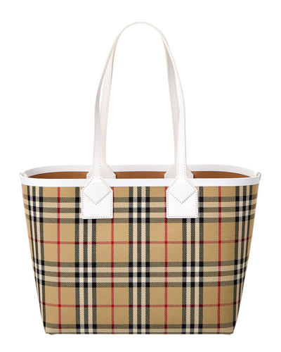 Shop Burberry Vintage Check Tote In Beige