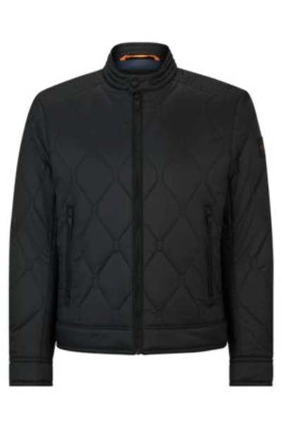 Shop Hugo Boss Biker Jacket In Water-repellent Lightweight Fabric With Quilting In Black