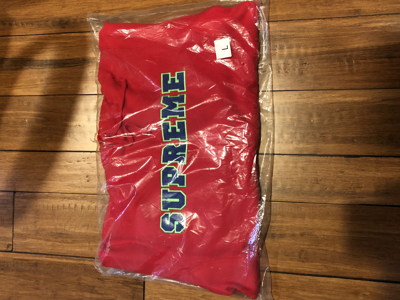 Pre-owned Supreme Cord Collegiate Logo Hooded Sweatshirt Red Large