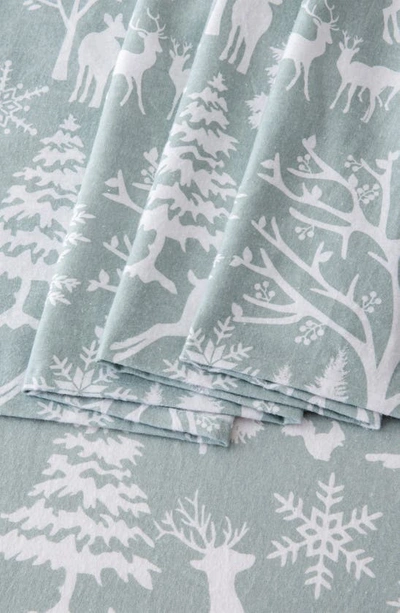 Woven & Weft Turkish Cotton Holiday Print Sheet Set In Enchanted Woods - Blue