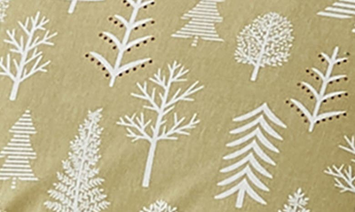 Woven & Weft Turkish Cotton Holiday Print Sheet Set In Winter Forest - Sage/ Red