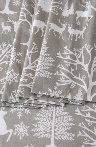 Woven & Weft Turkish Cotton Holiday Print Sheet Set In Enchanted Woods - Grey