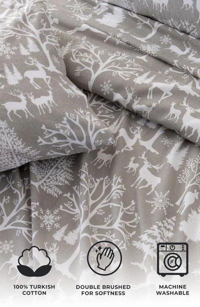 Woven & Weft Turkish Cotton Holiday Print Sheet Set In Enchanted Woods - Grey