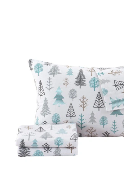 Woven & Weft Turkish Cotton Holiday Print Sheet Set In Winter Forest