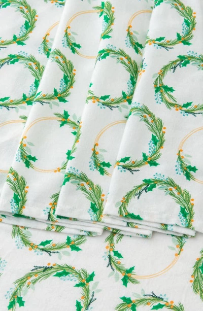 Woven & Weft Turkish Cotton Holiday Print Sheet Set In Wreath