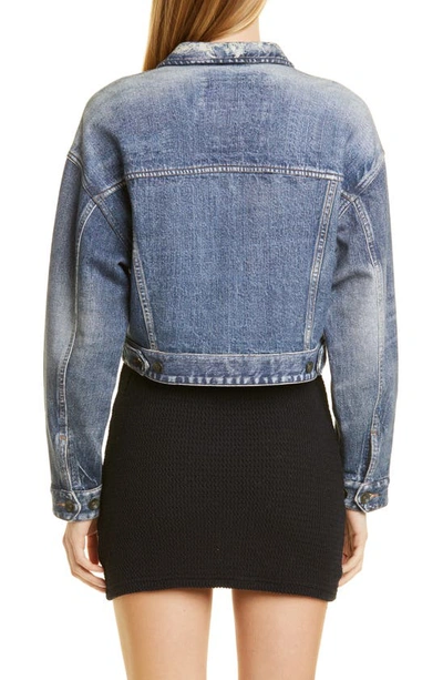 Shop Rag & Bone Miramar Crop Denim Trucker Jacket In Mel