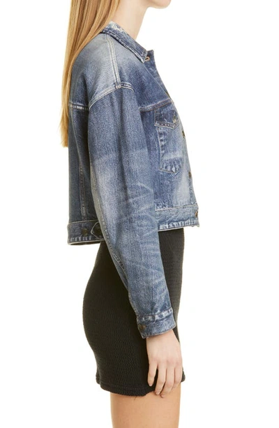 Shop Rag & Bone Miramar Crop Denim Trucker Jacket In Mel