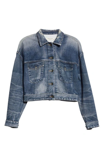 Shop Rag & Bone Miramar Crop Denim Trucker Jacket In Mel