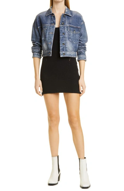 Shop Rag & Bone Miramar Crop Denim Trucker Jacket In Mel