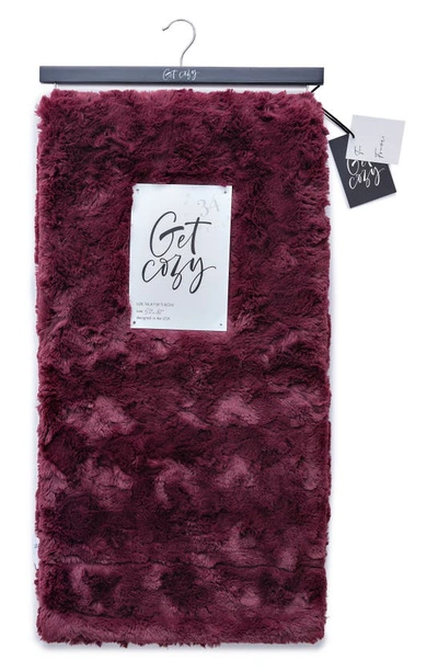 Shop Artisan 34 Embossed Faux Fur Throw Blanket In Burgundy