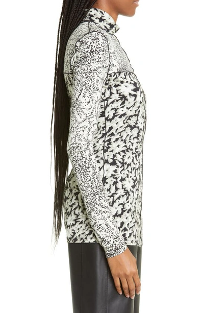 Proenza Schouler White Label Mixed-floral Turtleneck Top In Pearl/ Black
