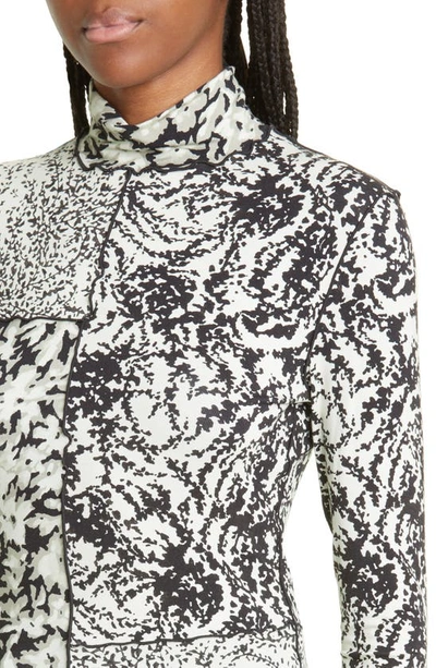Proenza Schouler White Label Mixed-floral Turtleneck Top In Pearl/ Black