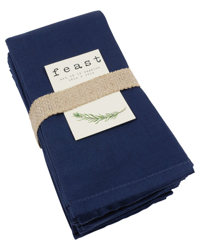 Kaf Home Set Of 12 Napkins In Blue