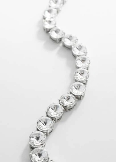 Shop Mango Faceted Crystal Necklace Silver