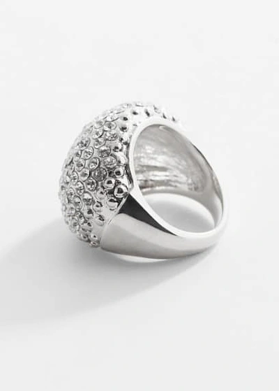 Shop Mango Faceted Crystal Ring Silver