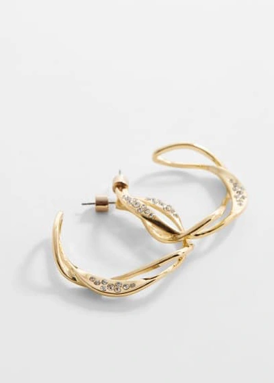 Shop Mango Hoops Crystal Earrings Gold