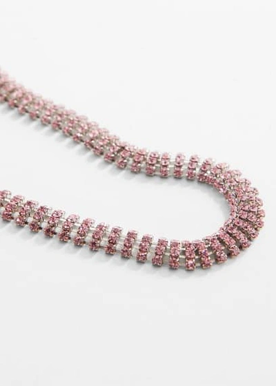Shop Mango Faceted Crystal Necklace Pastel Pink
