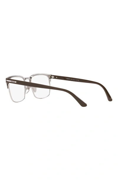 Prada 55mm Rectangular Optical Glasses In Silver