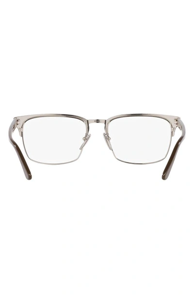 Prada 55mm Rectangular Optical Glasses In Silver