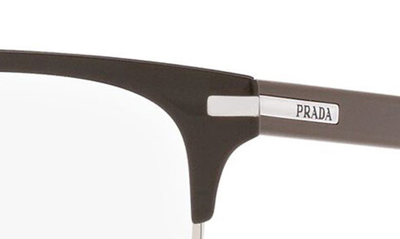 Prada 55mm Rectangular Optical Glasses In Silver