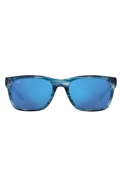 Shop Costa Del Mar Tybee 55mm Mirrored Polarized Rectangle Sunglasses In Blue Mirror
