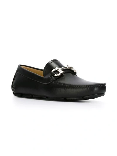 Shop Ferragamo Gancini Bit Loafers In Black