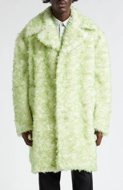 Shop Jil Sander Mohair & Cotton Faux Fur Coat In Peach Fuzz