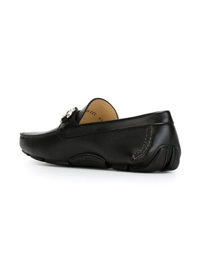 Shop Ferragamo Gancini Bit Loafers In Black