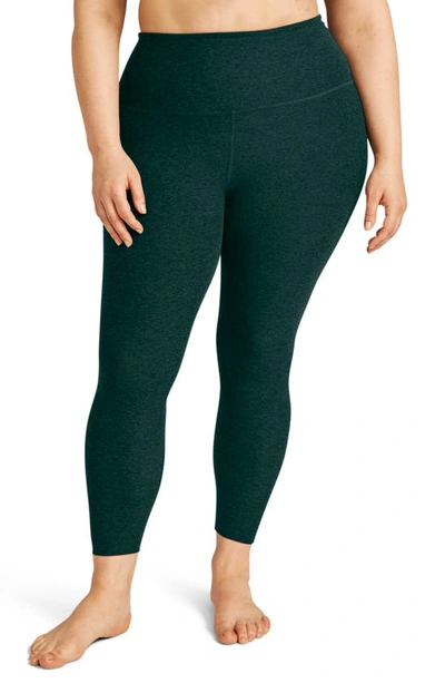 Shop Beyond Yoga High Waist Midi Leggings In Midnight Green Heather