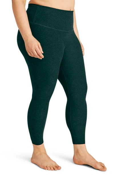 Shop Beyond Yoga High Waist Midi Leggings In Midnight Green Heather