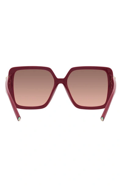 Shop Tiffany & Co 58mm Gradient Square Sunglasses In Dark Red