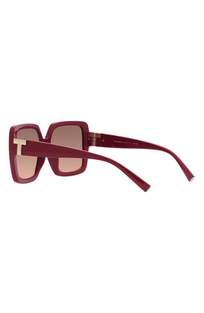 Shop Tiffany & Co 58mm Gradient Square Sunglasses In Dark Red