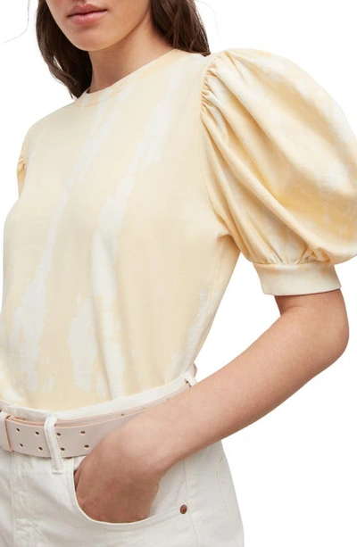 Shop Allsaints Elizah Tie Dye Puff Sleeve Cotton Top In Apricot Yellow