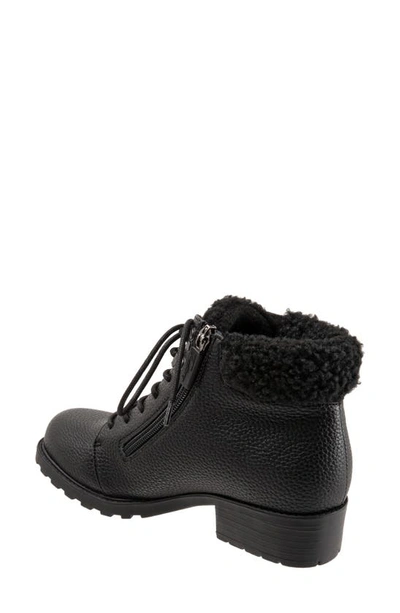 Shop Trotters Becky 2.0 Faux Fur Trim Bootie In Black Tumbled