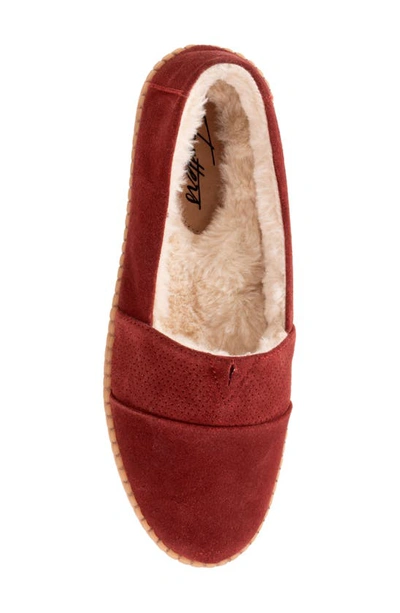 Shop Trotters Ruby Faux Shearling Lined Loafer In Dark Red Suede
