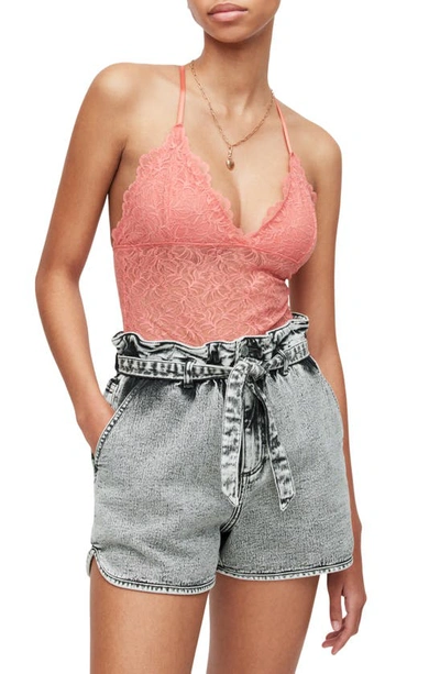 Shop Allsaints Erity Lace Bodysuit In Muted Rose