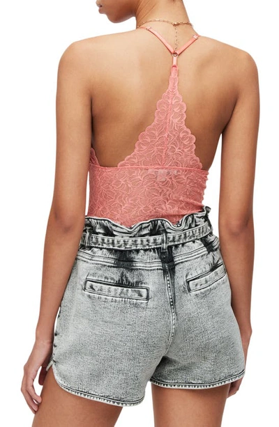 Shop Allsaints Erity Lace Bodysuit In Muted Rose