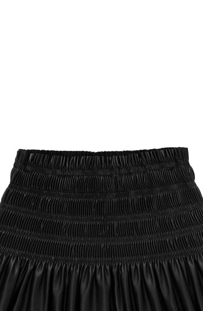 Shop Habitual Kids' Smocked Faux Leather Skirt In Black